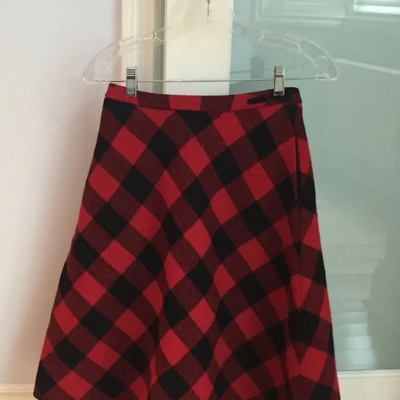 ❤️Sale 2/$40 Pink tartan red plaid wool circle skirt size 0 - Picture 2 of 7